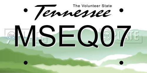 MSEQ07 Tennessee License Plate