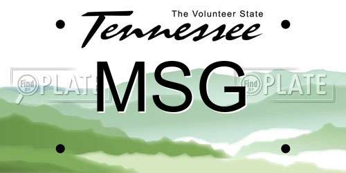 MSG Tennessee License Plate