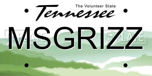 MSGRIZZ Tennessee License Plate