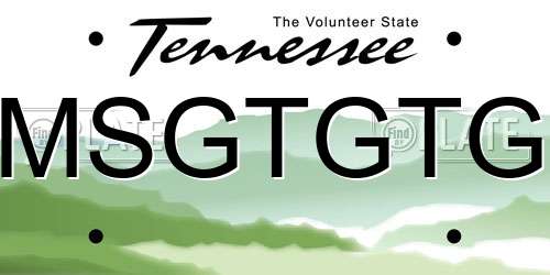 MSGTGTG Tennessee License Plate