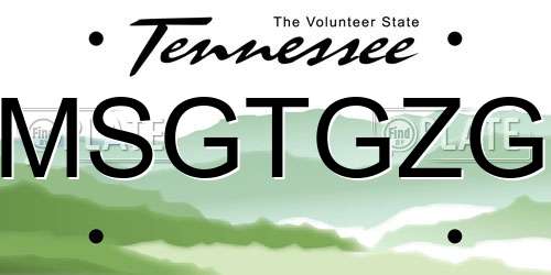 MSGTGZG Tennessee License Plate