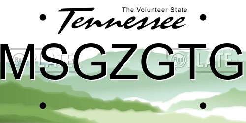 MSGZGTG Tennessee License Plate