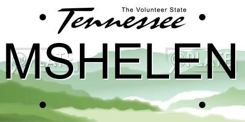 MSHELEN Tennessee License Plate