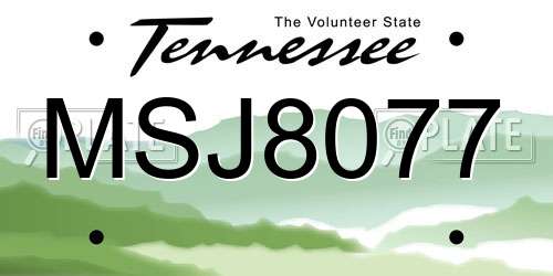 MSJ8077 Tennessee License Plate
