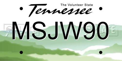 MSJW90 Tennessee License Plate