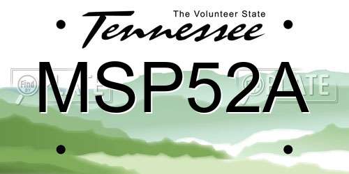 MSP52A Tennessee License Plate