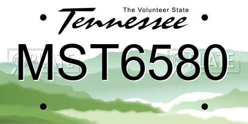 MST6580 Tennessee License Plate