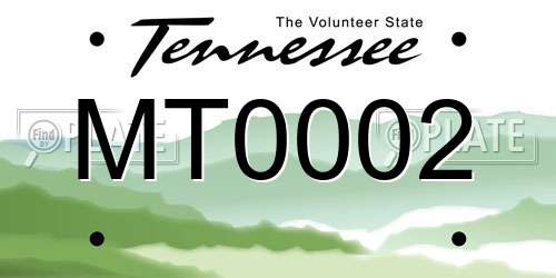 MT0002 Tennessee License Plate