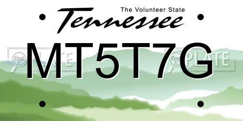 MT5T7G Tennessee License Plate