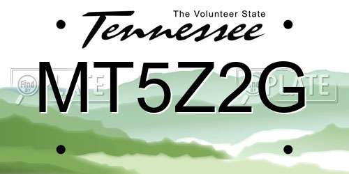 MT5Z2G Tennessee License Plate