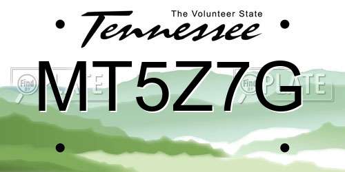 MT5Z7G Tennessee License Plate