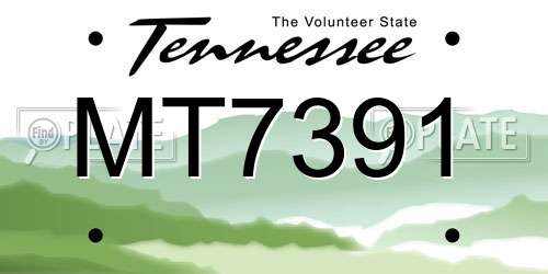 MT7391 Tennessee License Plate
