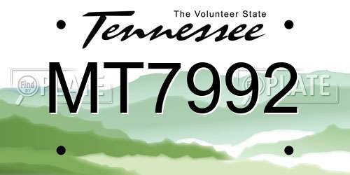 MT7992 Tennessee License Plate