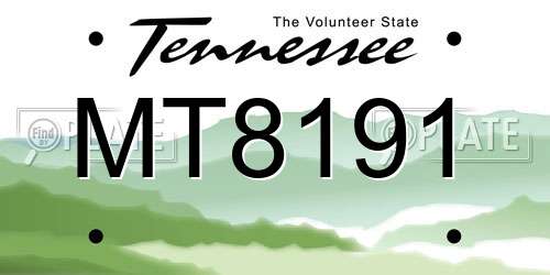 MT8191 Tennessee License Plate