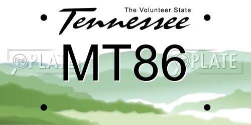 MT86 Tennessee License Plate