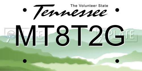 MT8T2G Tennessee License Plate