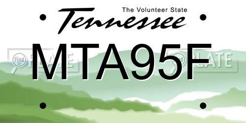 MTA95F Tennessee License Plate