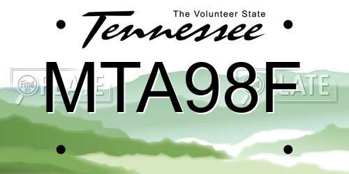MTA98F Tennessee License Plate