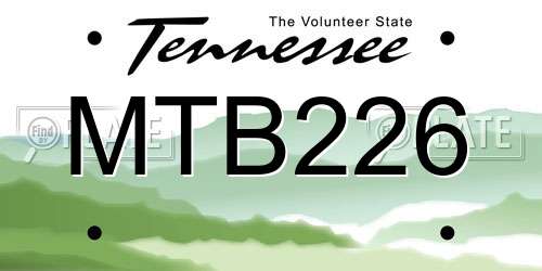 MTB226 Tennessee License Plate