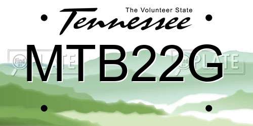 MTB22G Tennessee License Plate