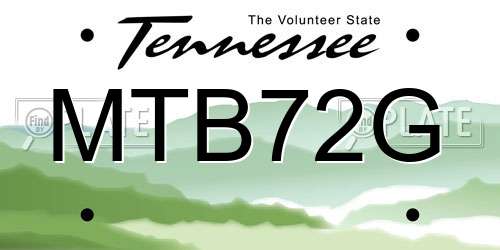 MTB72G Tennessee License Plate