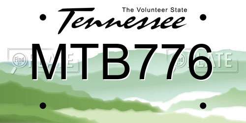MTB776 Tennessee License Plate