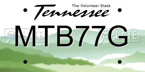 MTB77G Tennessee License Plate