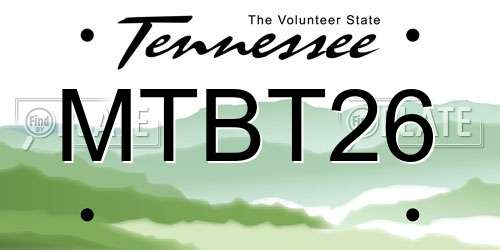 MTBT26 Tennessee License Plate