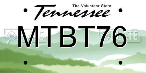 MTBT76 Tennessee License Plate