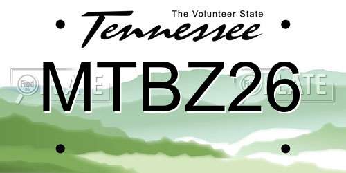 MTBZ26 Tennessee License Plate
