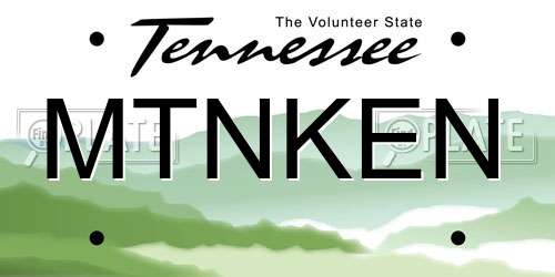 MTNKEN Tennessee License Plate