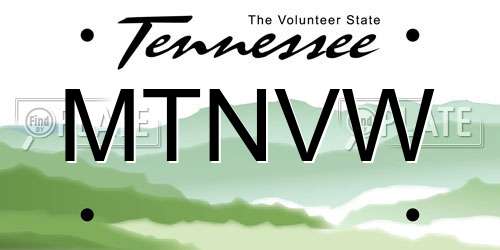 MTNVW Tennessee License Plate