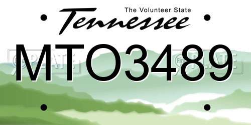 MTO3489 Tennessee License Plate