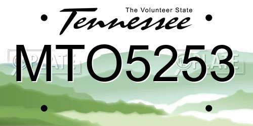 MTO5253 Tennessee License Plate