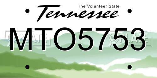 MTO5753 Tennessee License Plate