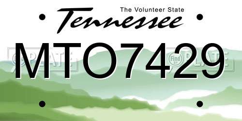 MTO7429 Tennessee License Plate