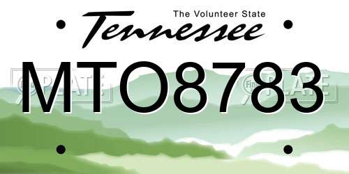MTO8783 Tennessee License Plate