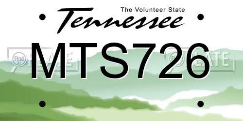 MTS726 Tennessee License Plate