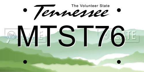 MTST76 Tennessee License Plate