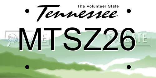 MTSZ26 Tennessee License Plate