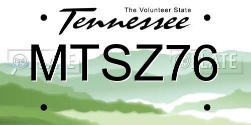 MTSZ76 Tennessee License Plate