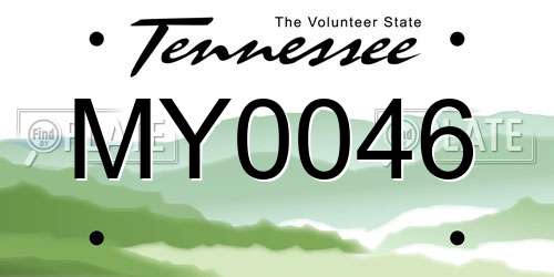 MY0046 Tennessee License Plate