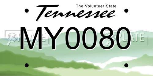 MY0080 Tennessee License Plate