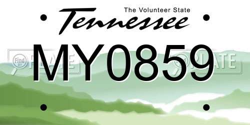 MY0859 Tennessee License Plate