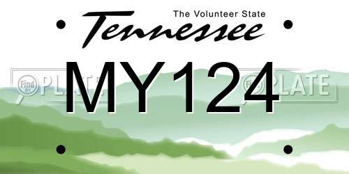 MY124 Tennessee License Plate