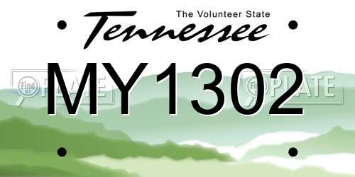 MY1302 Tennessee License Plate