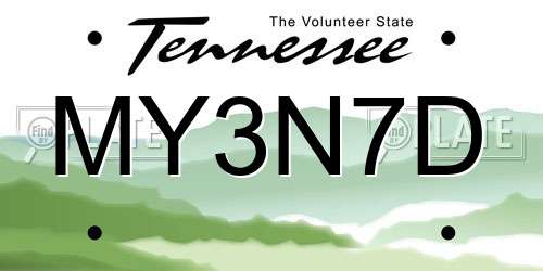 MY3N7D Tennessee License Plate