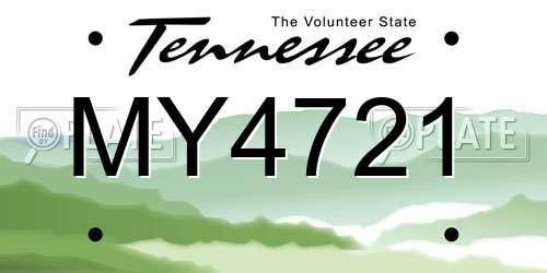 MY4721 Tennessee License Plate