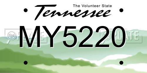 MY5220 Tennessee License Plate