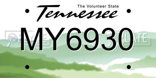 MY6930 Tennessee License Plate